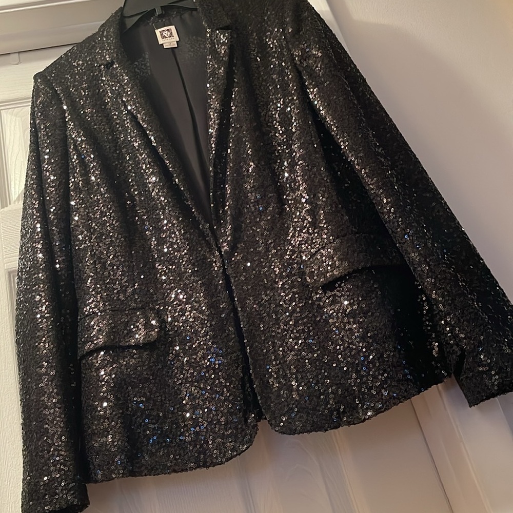 Sequin Open Front Shawl-Collar - image 3